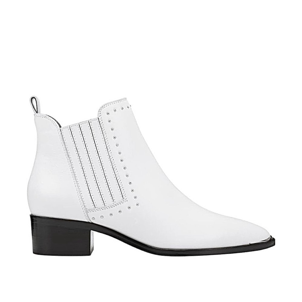 NEW Marc Fisher LTD Yami white leather studded ankle booties - Picture 3 of 9